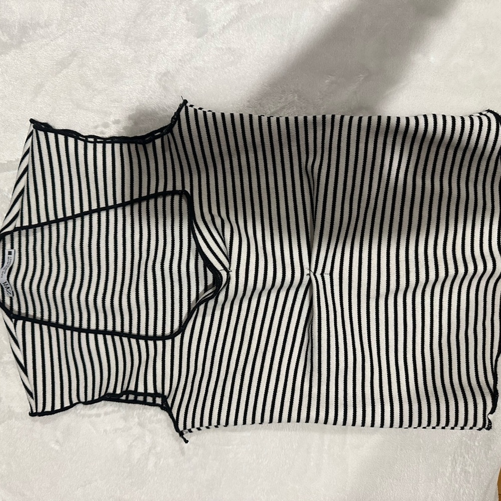 Zara black and white striped tank